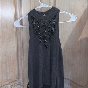 Hollister high neck embellished grey tank top!
